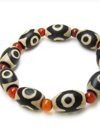 Three-eyed Dzi Bead Red Agate Beads Bracelet Bracelet