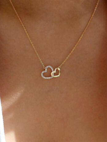 Love Necklace Temperament Double Peach Heart Pendant Clavicle Chain