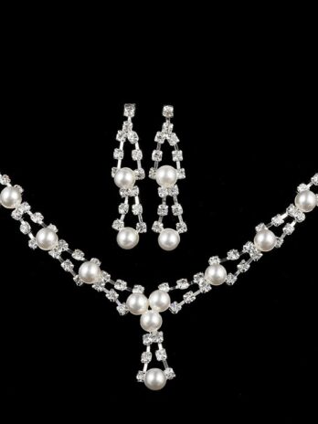 Simple bride jewelry full drill pearl necklace, wedding Rhinestone Necklace, married two sets of women