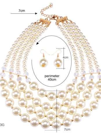 Europe necklace crystal pearl Long Necklace Earrings female bride jewelry set accessories