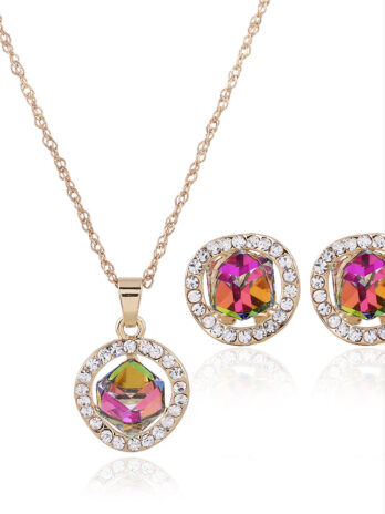 Bridal Necklace, earrings set, crystal jewelry, color gold, Korean pendant, new promotion, factory direct sales