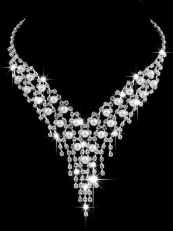 Wholesale fashion OL bridal jewelry set, claw chain earrings, Pearl Rhinestone Necklace 465