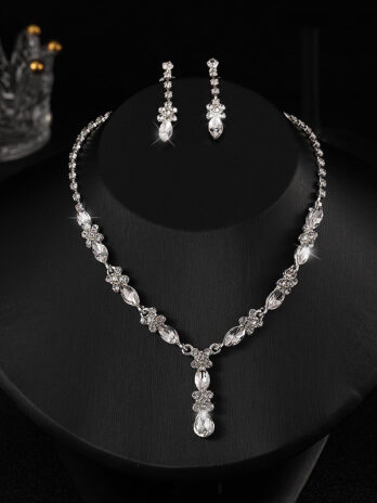 Zircon Necklace And Earrings Set